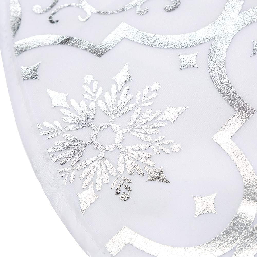 36 Inch Large Christmas Tree Skirt Xmas Soft Cover Mat Decor Snowflake Collar Farmhouse Tree Skirt for Holiday Ornaments Party Home Indoor Decorations (White, 36INCH)