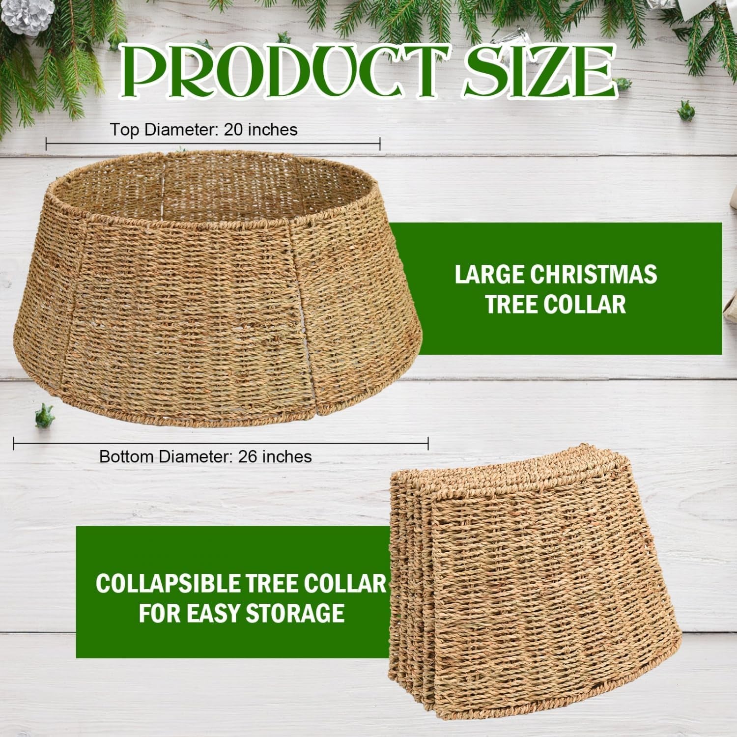 Rustic Handcrafted Rattan Christmas Tree Collar Basket