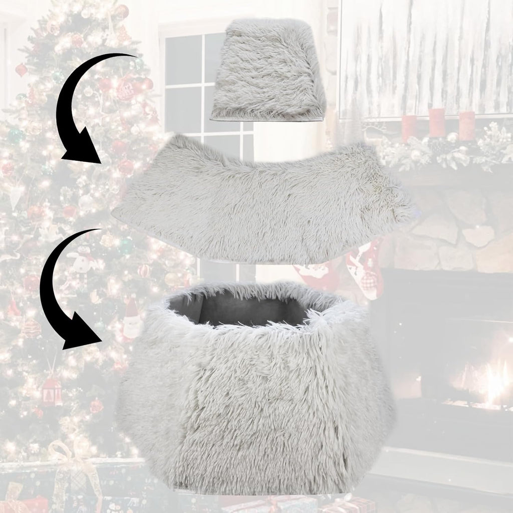 22 Inch Christmas Tree Collar Christmas Tree Skirts Tree Ring Christmas Decorations for Party Holiday Home Decoration