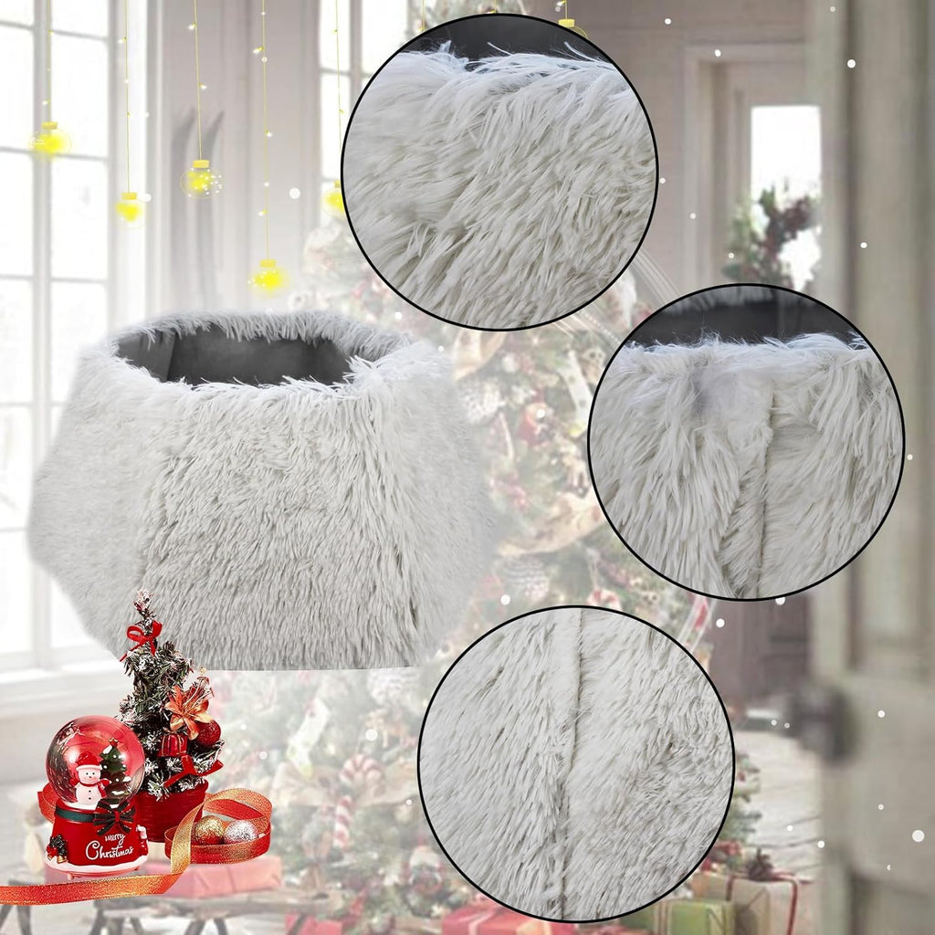 22 Inch Christmas Tree Collar Christmas Tree Skirts Tree Ring Christmas Decorations for Party Holiday Home Decoration