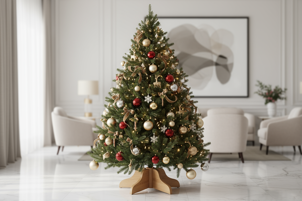 Luxury Christmas Tree in Wooden Stand